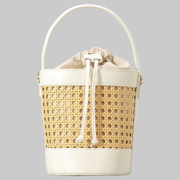 Lana Woven Leather Mini Bucket Bag - London Lake