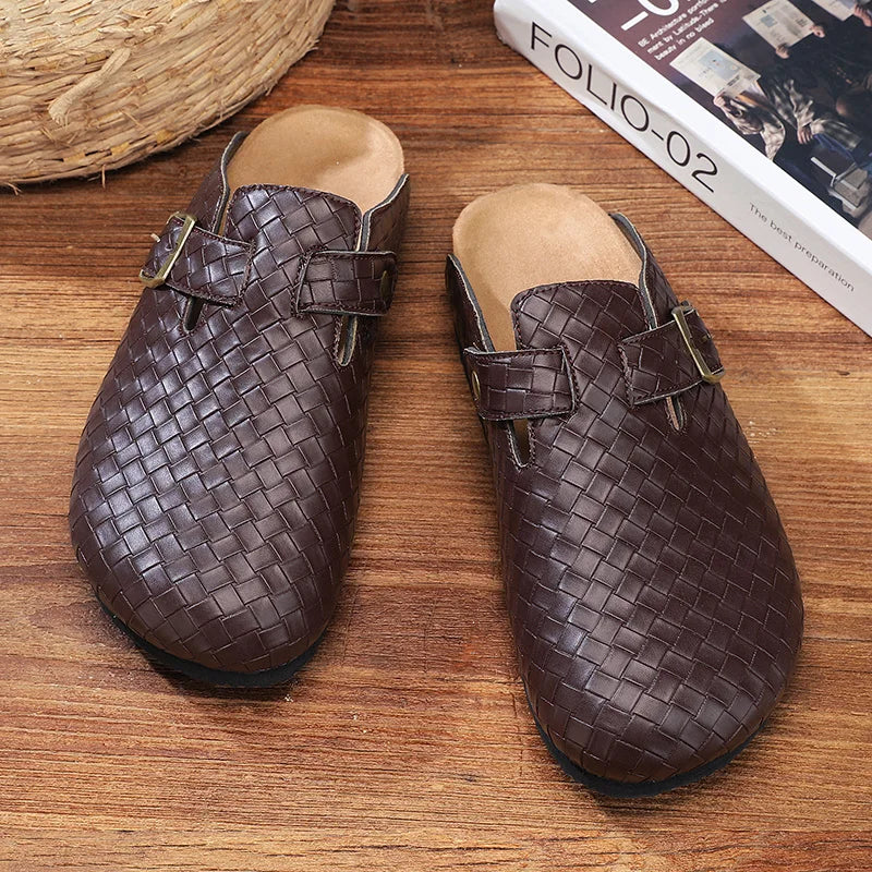 Lorenzo Woven Leather Clogs - London Lake
