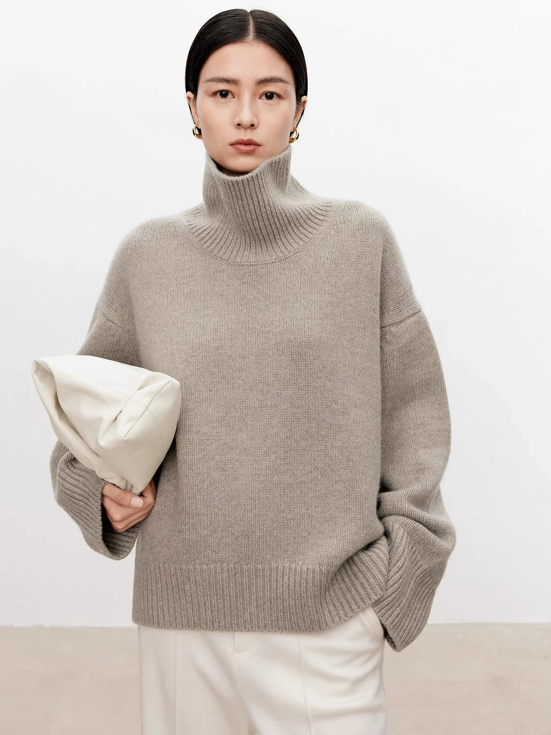 Oversized Turtleneck Cashmere Sweater - London Lake
