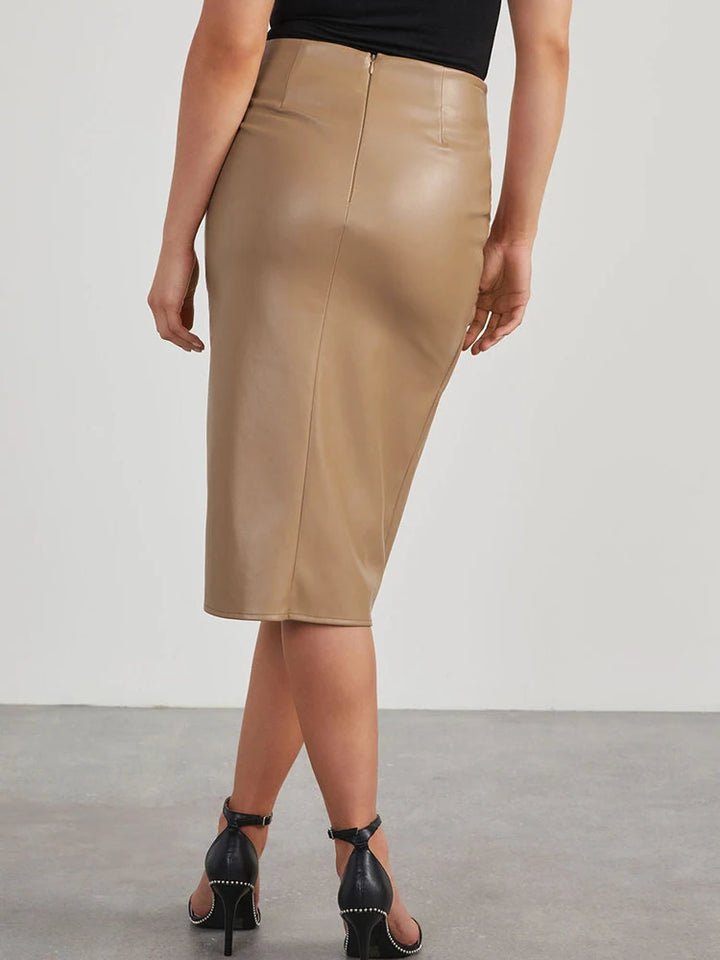 Modena Curve Leather Skirt - London Lake
