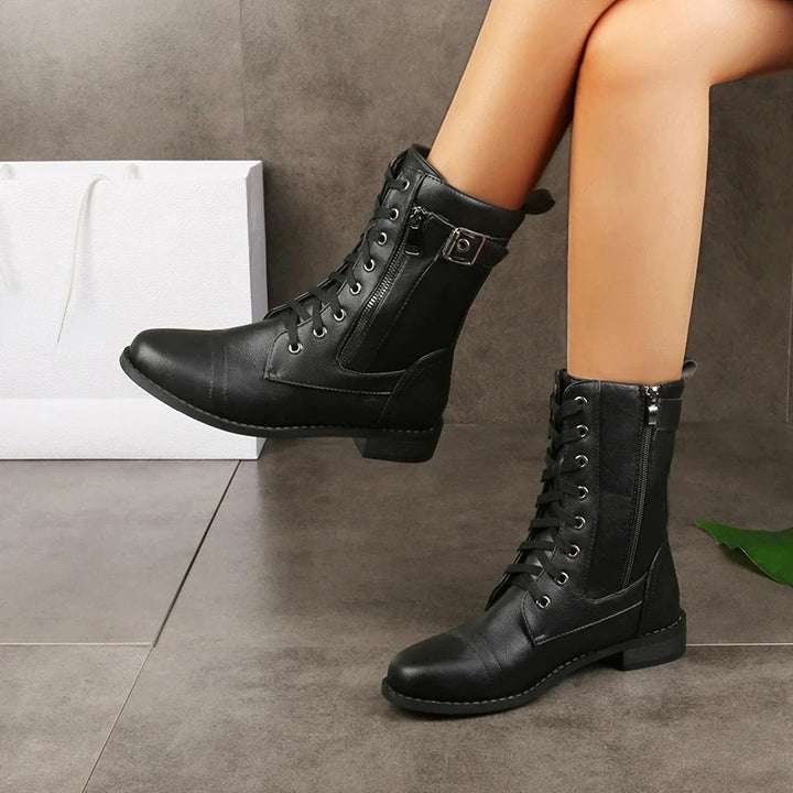 Mallory Lace-Up Combat Boots - London Lake