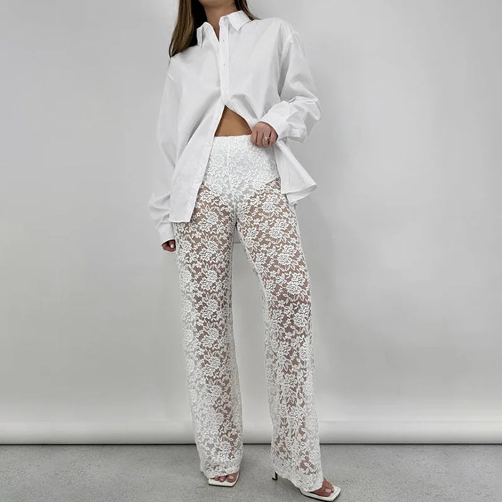 Celeste Sheer Lace Pants - London Lake