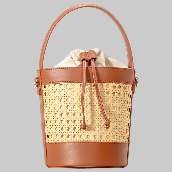Lana Woven Leather Mini Bucket Bag - London Lake