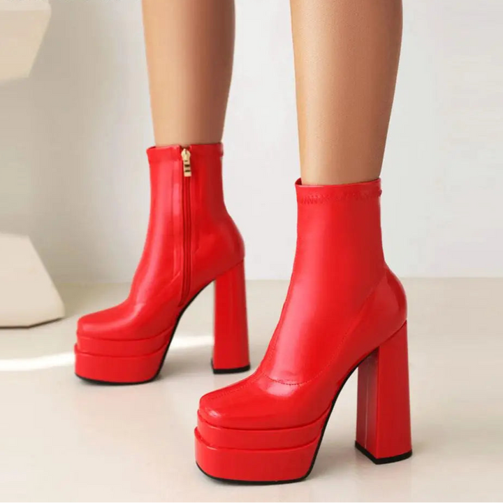 High Heeled Zipper Ankle Platform Boots - London Lake