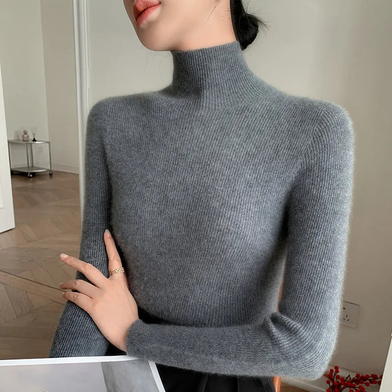 Helene Cashmere Mock Neck Sweater - London Lake