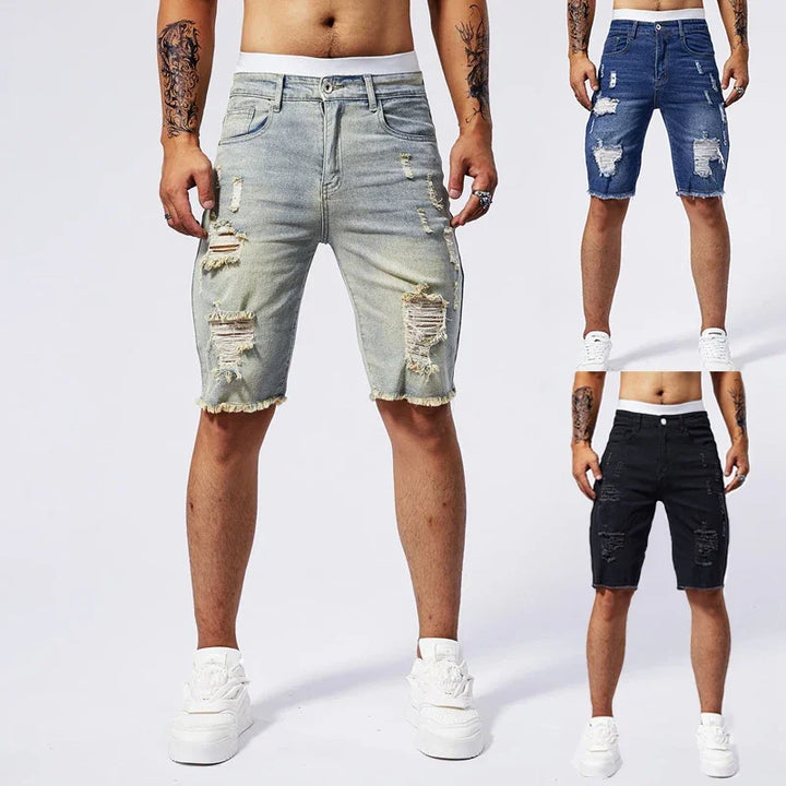 Distressed Denim Shorts - London Lake