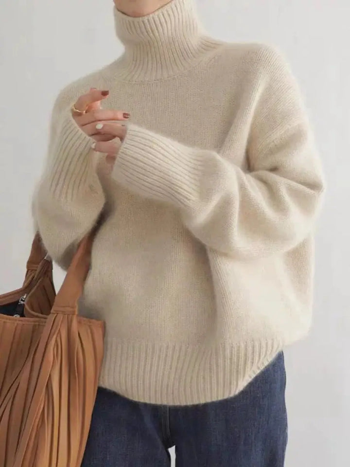 Oversized Turtleneck Cashmere Sweater - London Lake
