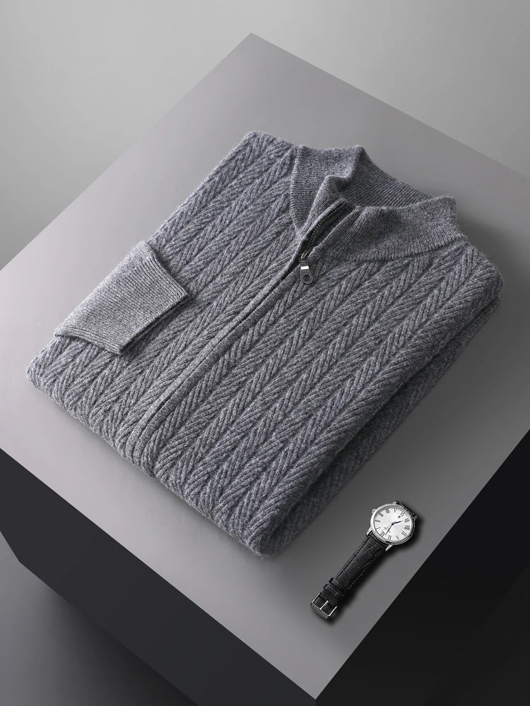 Heritage Wool Zip Sweater - London Lake