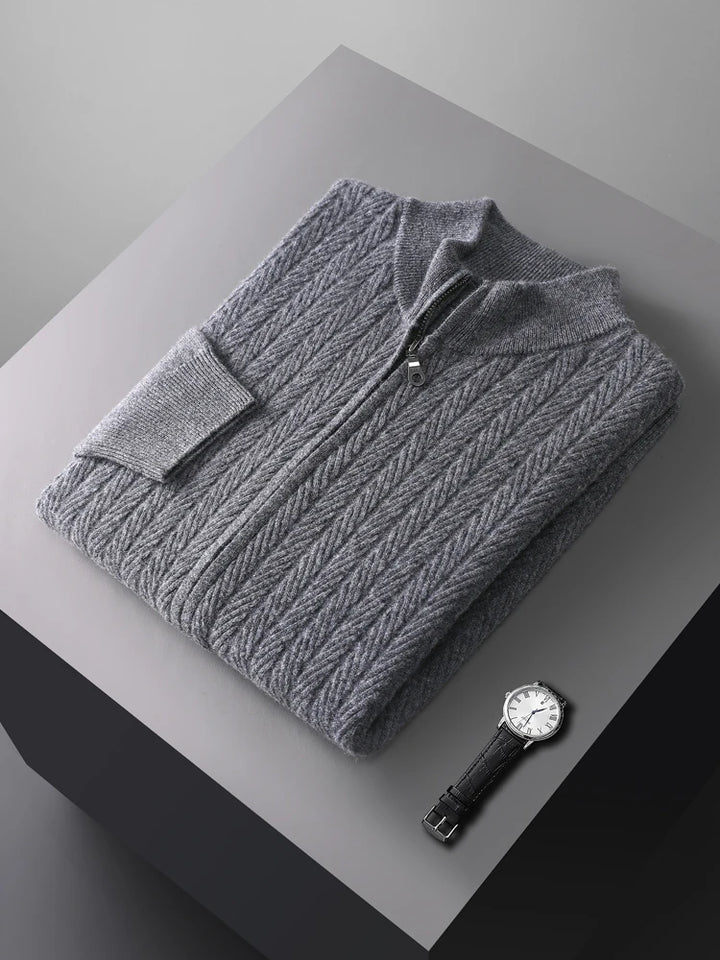 Heritage Wool Zip Sweater - London Lake