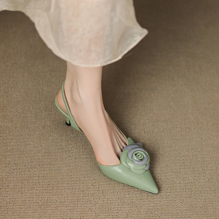 Roselle Bloom Leather Heels - London Lake