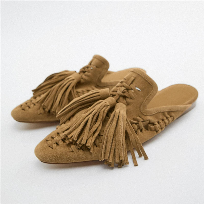 Tassel Fringe Mules - London Lake