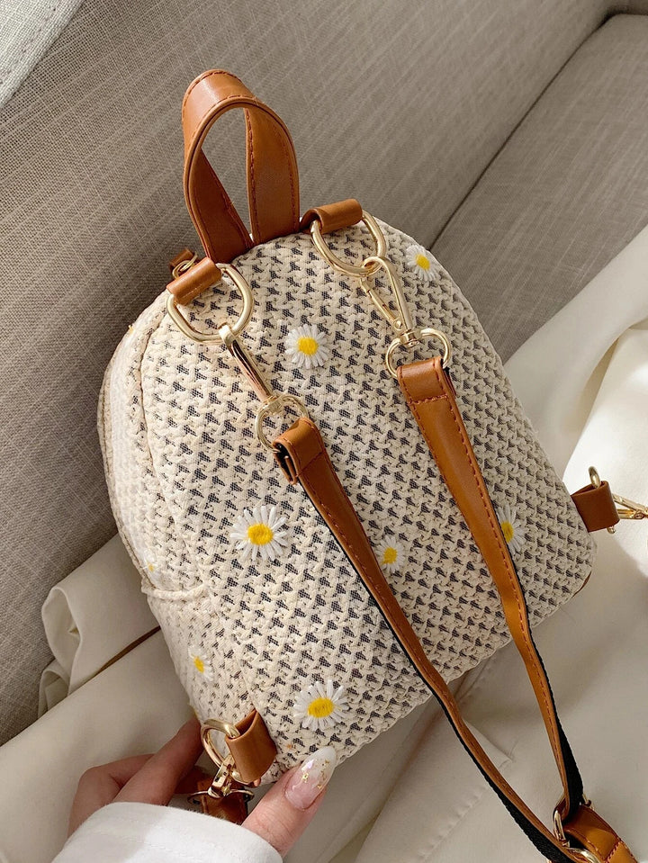 Woven Flora Embroidered Mini Backpack - London Lake