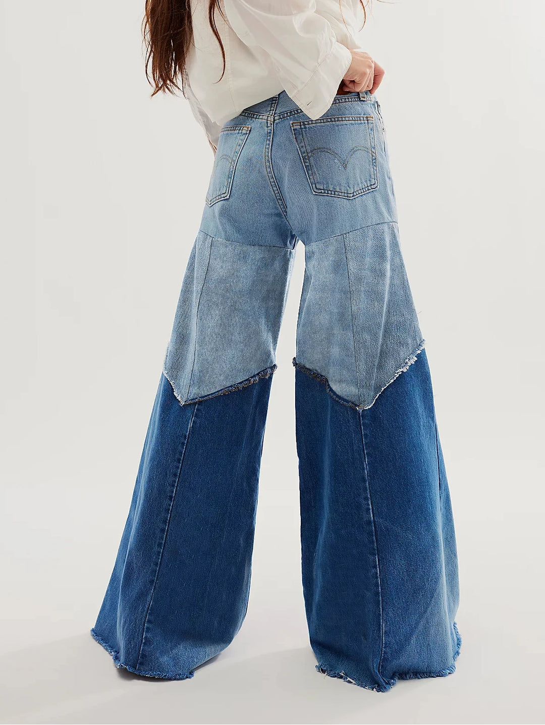 Denim Patchwork Flare Jeans - London Lake