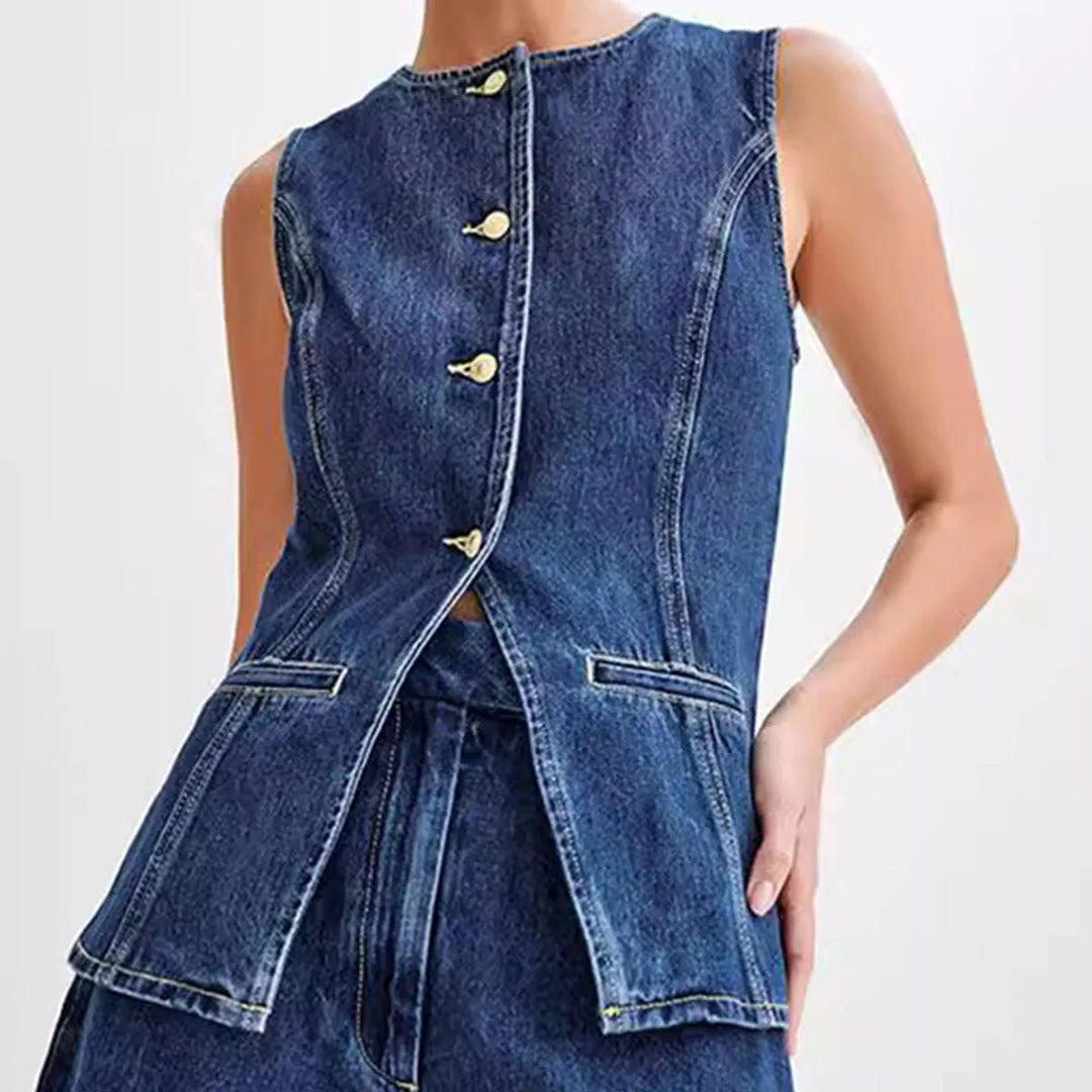 Chic Two-Piece Denim Set - London Lake