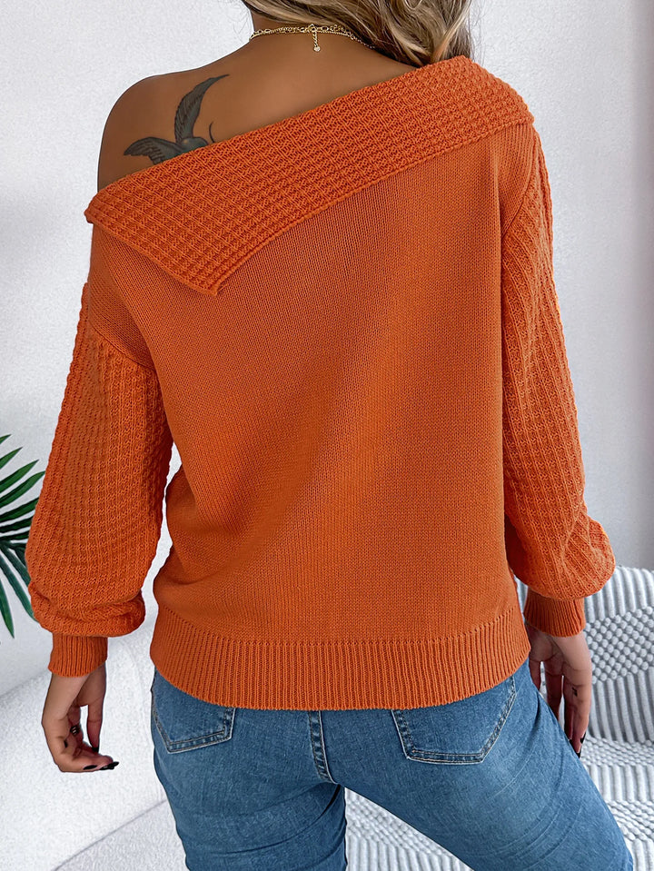 Breeze Knit Off-Shoulder Sweater - London Lake