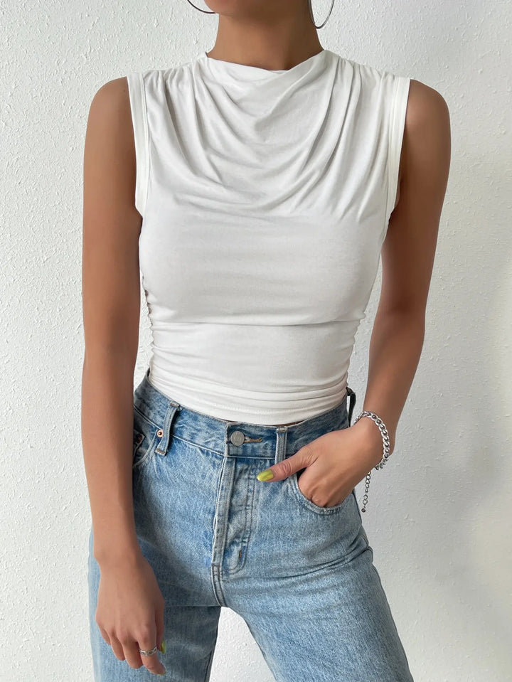 Paloma Mock Neck Tank - London Lake