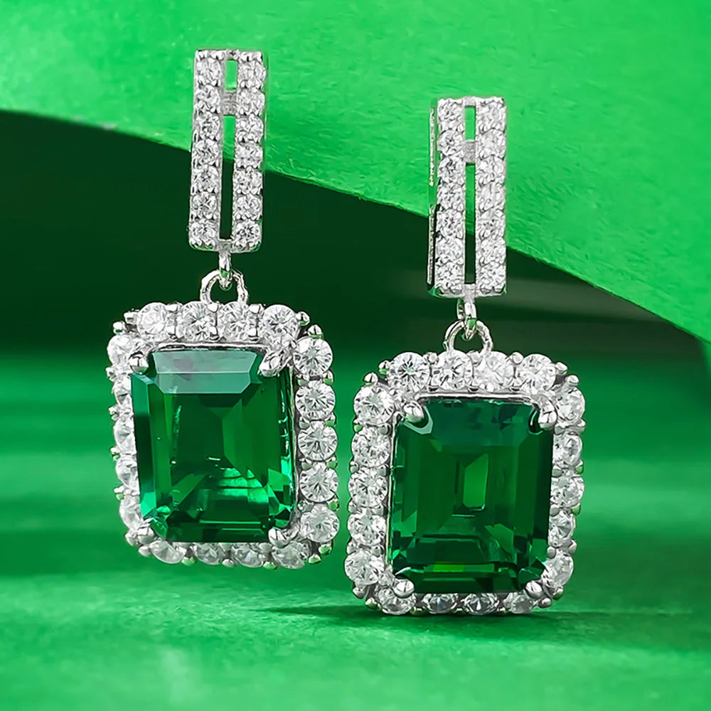 Lab-Grown Emerald Dangle Earrings - London Lake