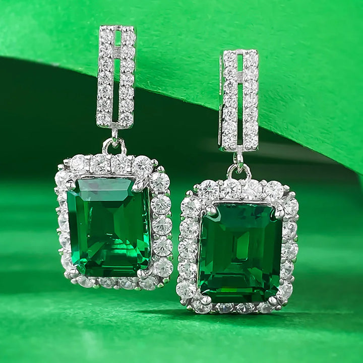 Lab-Grown Emerald Dangle Earrings - London Lake