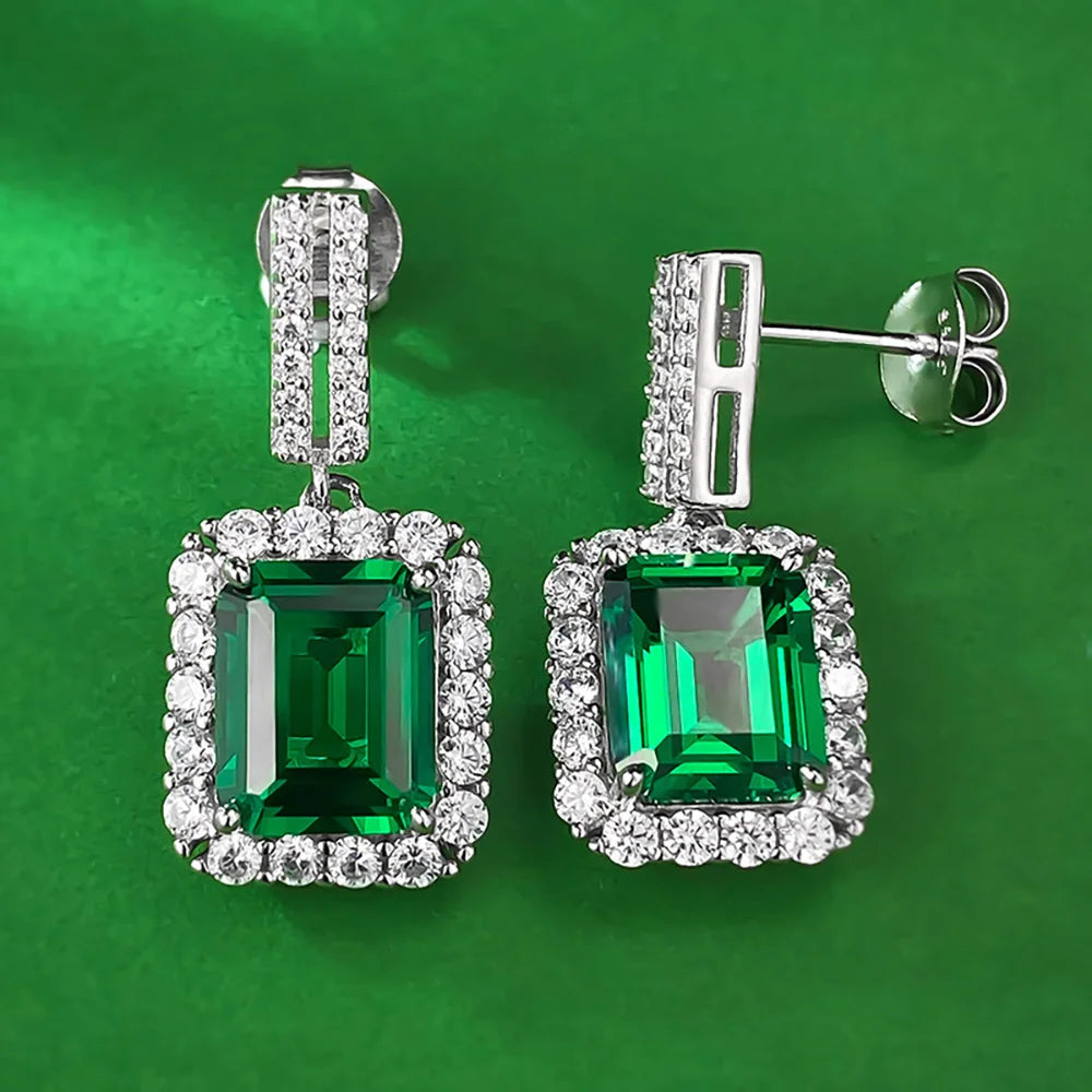 Lab-Grown Emerald Dangle Earrings - London Lake