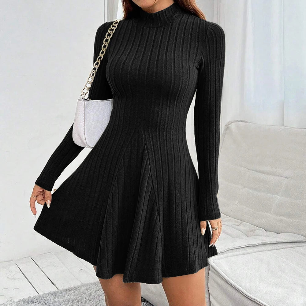 Mia Muse Mock Neck Knit Dress - London Lake