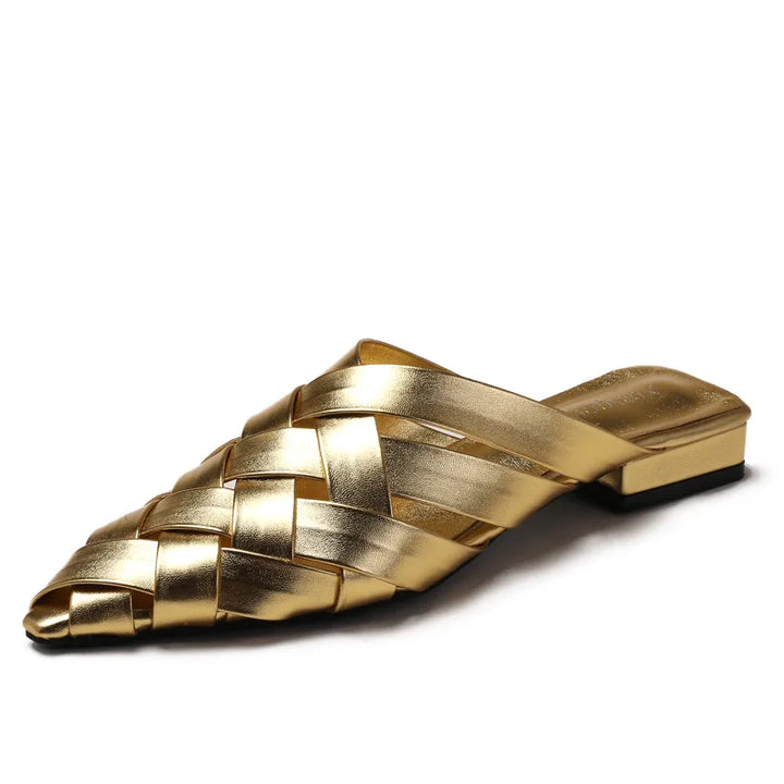 Sofia Woven Leather Mules - London Lake