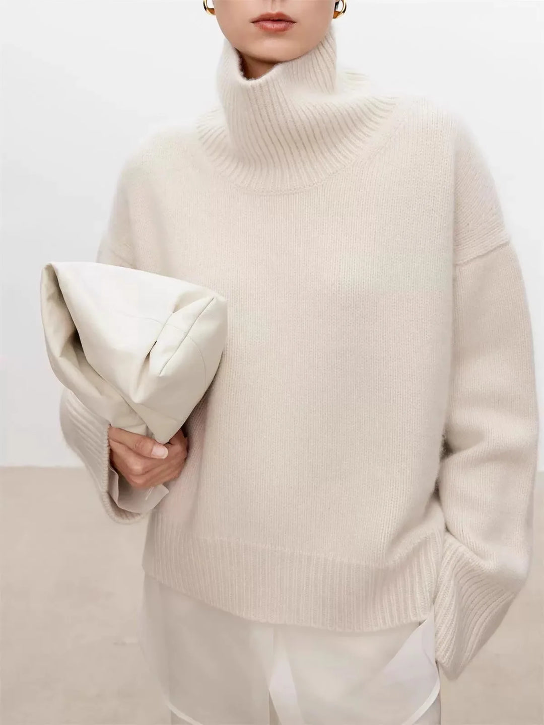 Oversized Turtleneck Cashmere Sweater - London Lake