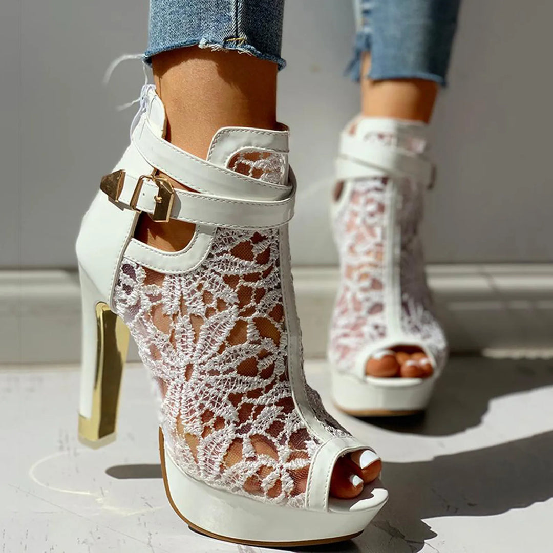 Ella Floral Heels - London Lake