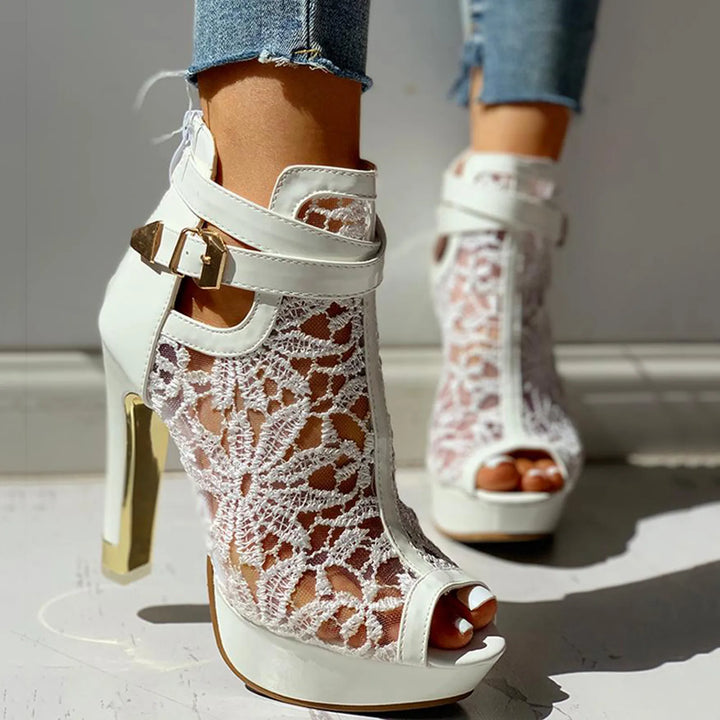 Ella Floral Heels - London Lake