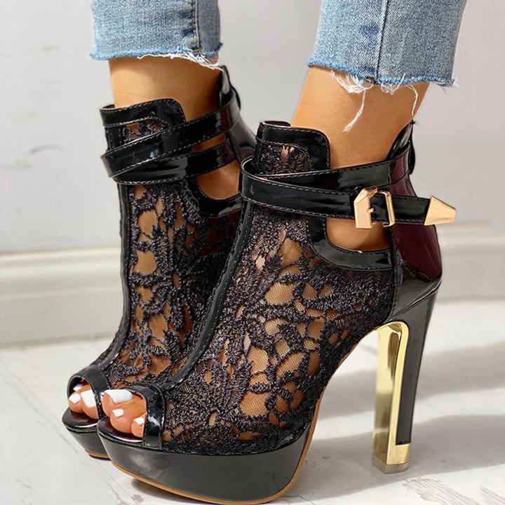 Ella Floral Heels - London Lake