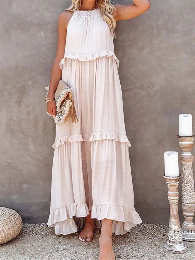 Capri Ruffle Maxi Dress - London Lake