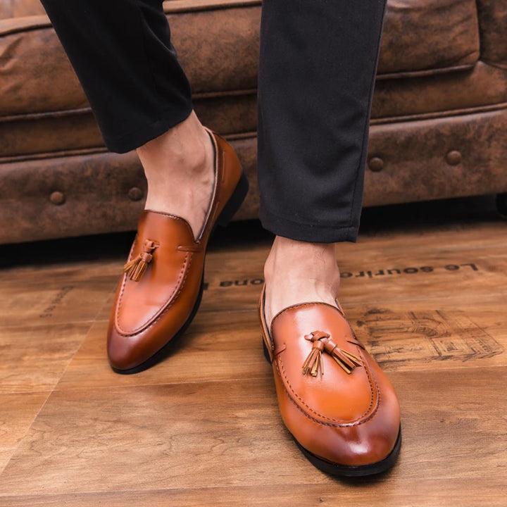 Salvatore Tassel Leather Loafers - London Lake