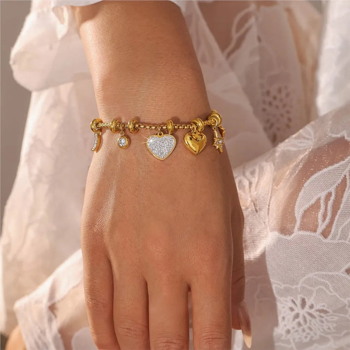 Nova Heart Charm Bracelet - London Lake