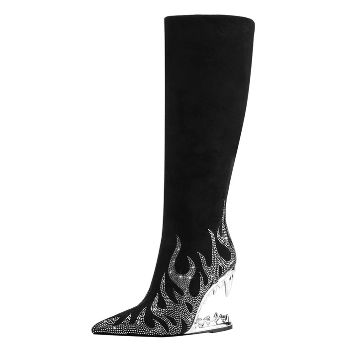 Starlit Wolf Knee High Boots - London Lake