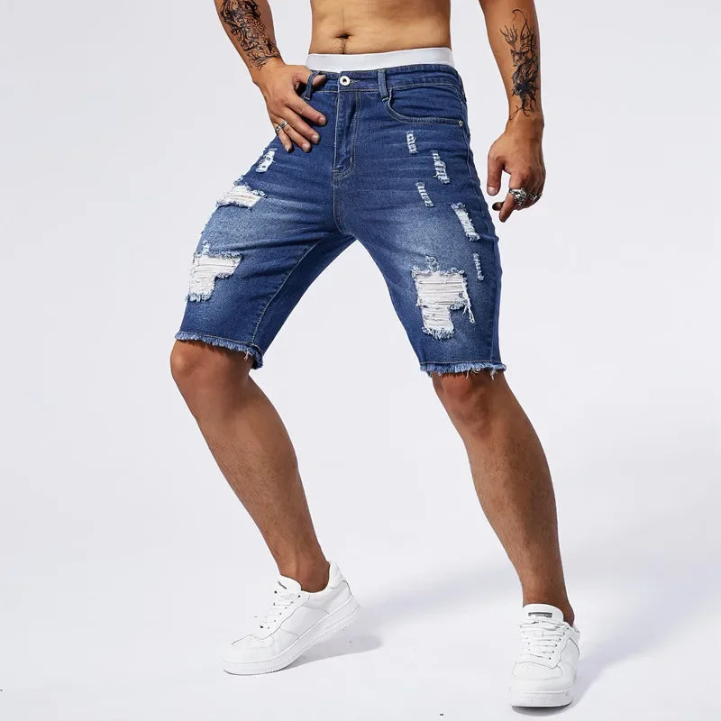 Distressed Denim Shorts - London Lake