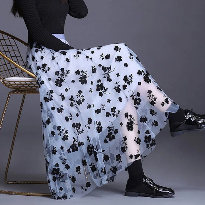 Whisper Floral Midi Skirt - London Lake