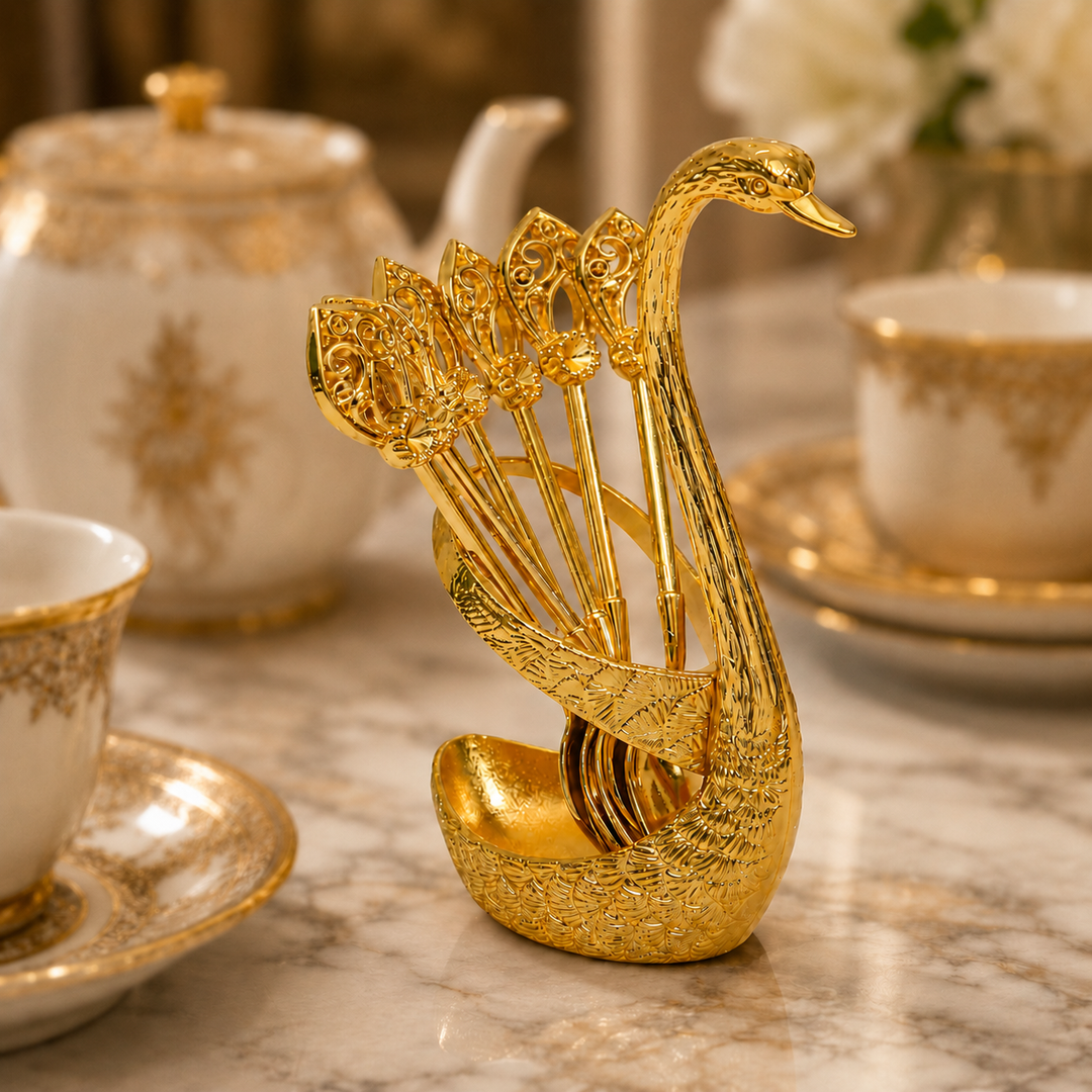 Regal Feather Swan Spoon Set