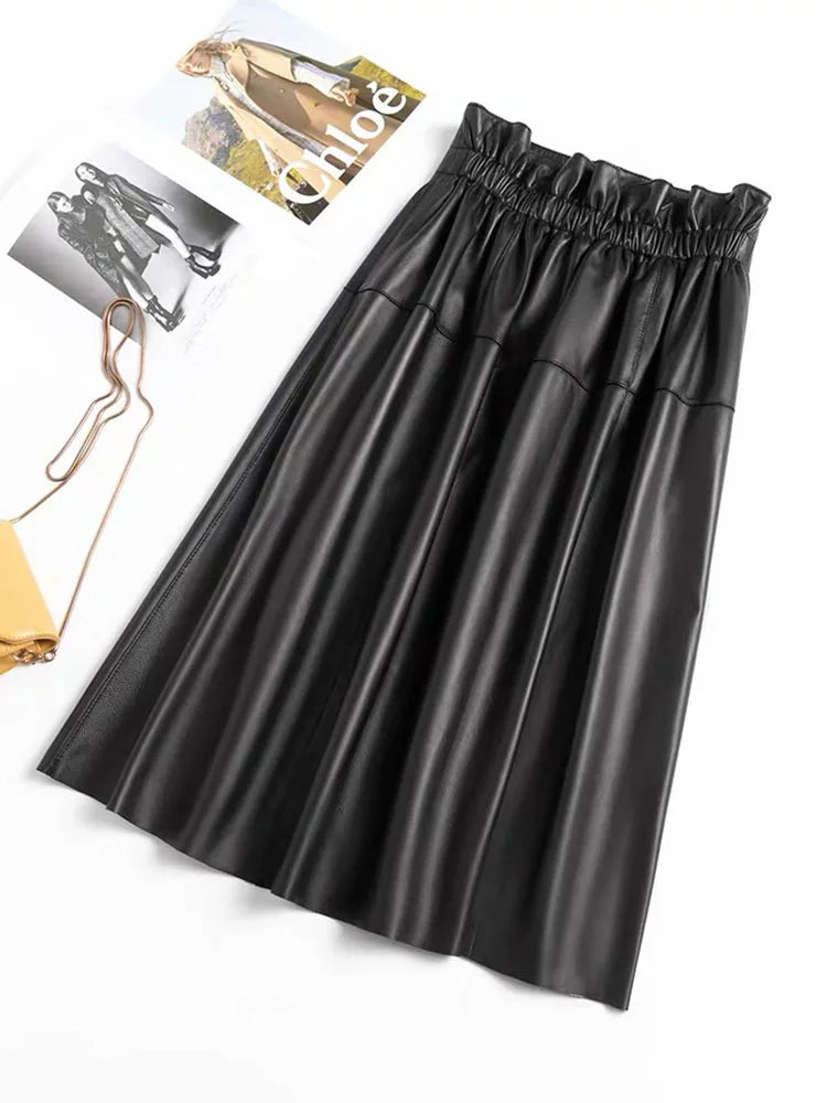 Midi Genuine Leather Skirt - London Lake