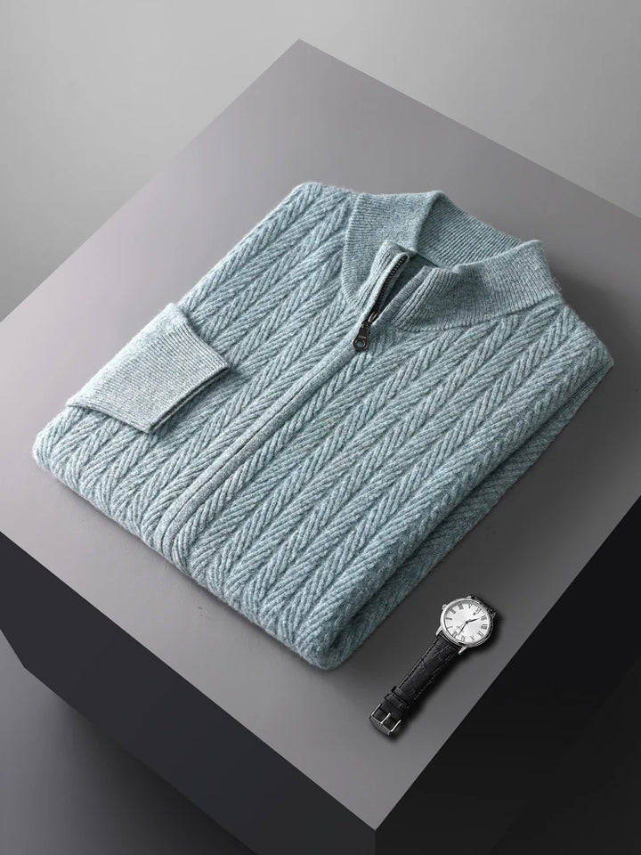 Heritage Wool Zip Sweater - London Lake