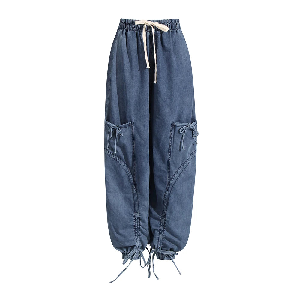 Ella Drawstring Cargo Jeans - London Lake