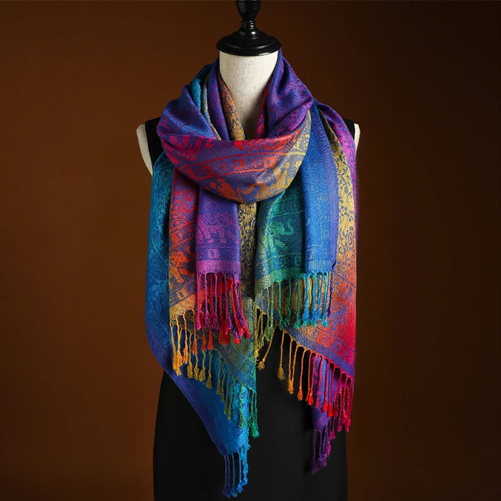 Wild Iris Tassel Scarf - London Lake