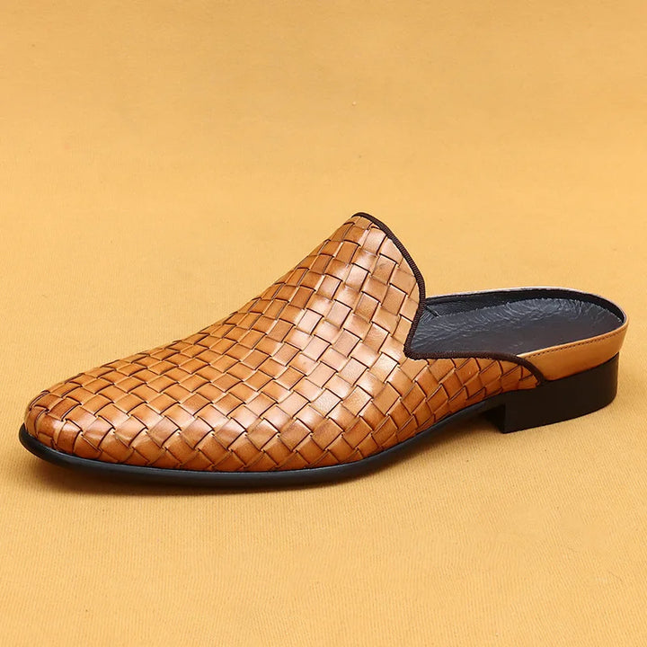 Italian Genuine Woven Leather Flats - London Lake