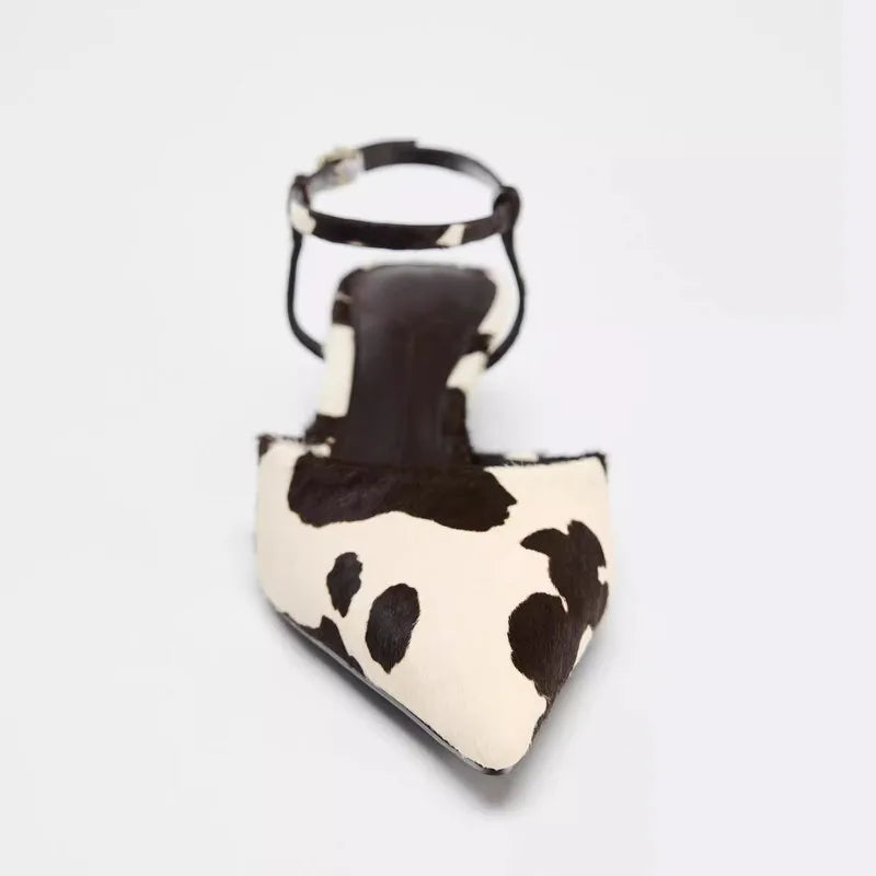 Leather Cowhide Slingback Heels - London Lake