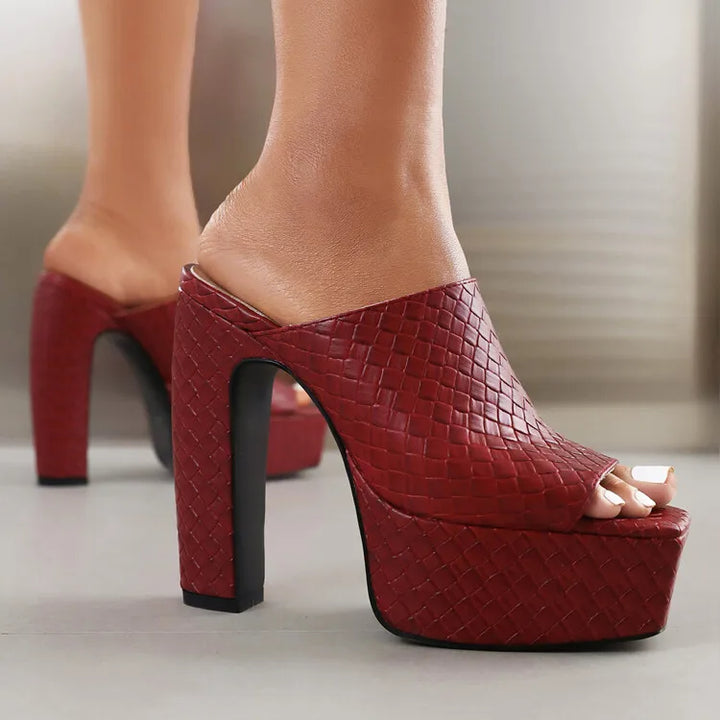 Bianca Leather Platform Sandals - London Lake