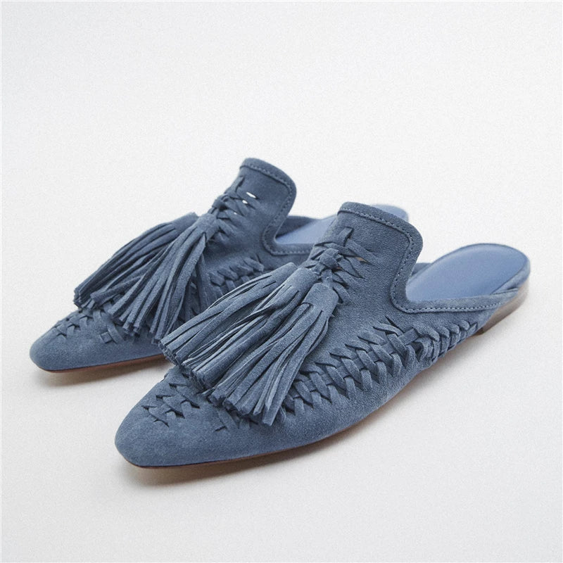 Tassel Fringe Mules - London Lake