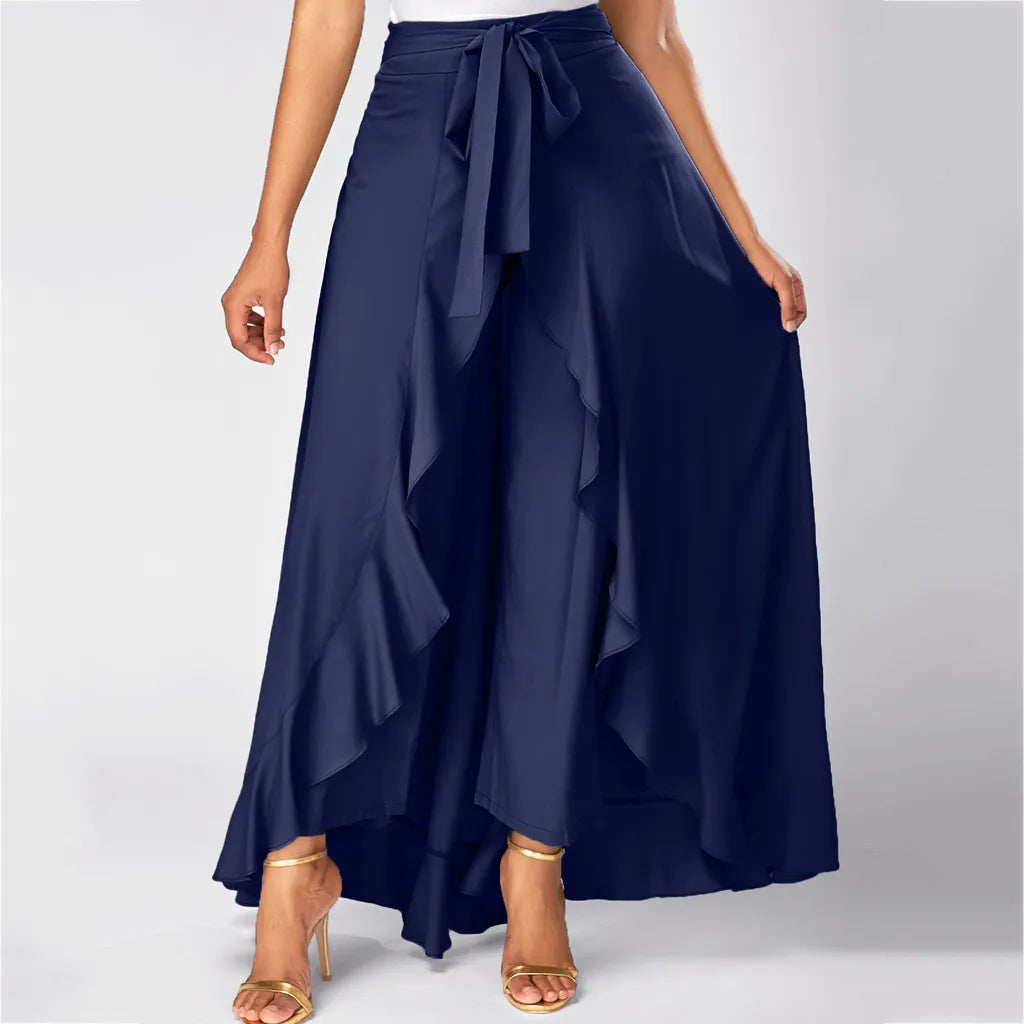 Savannah Ruffle Skirt Trousers - London Lake