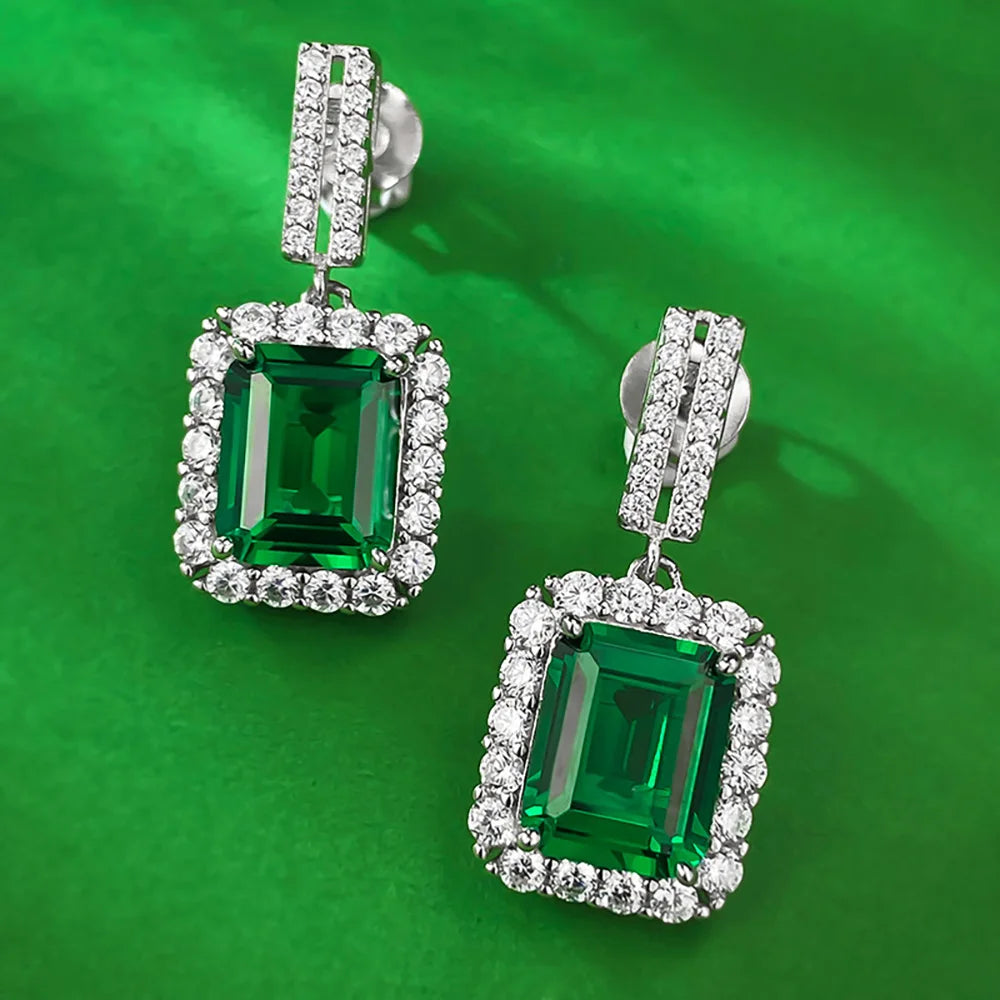 Lab-Grown Emerald Dangle Earrings - London Lake