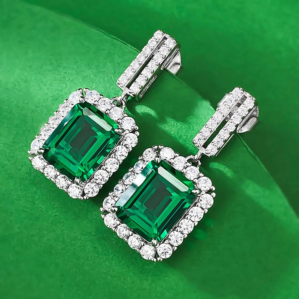 Lab-Grown Emerald Dangle Earrings - London Lake