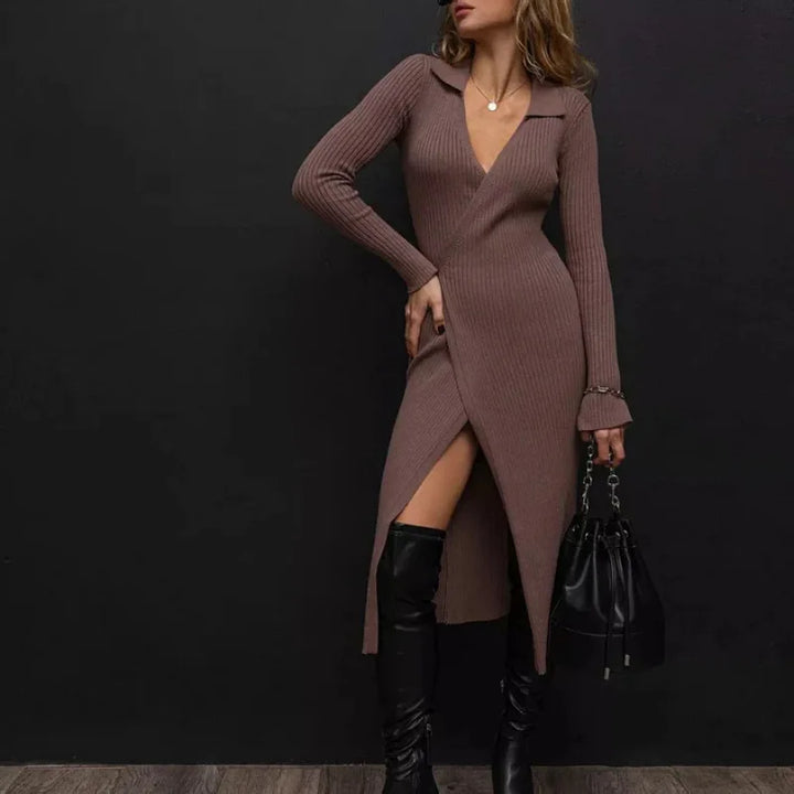 Slim Knitted Midi Dress - London Lake