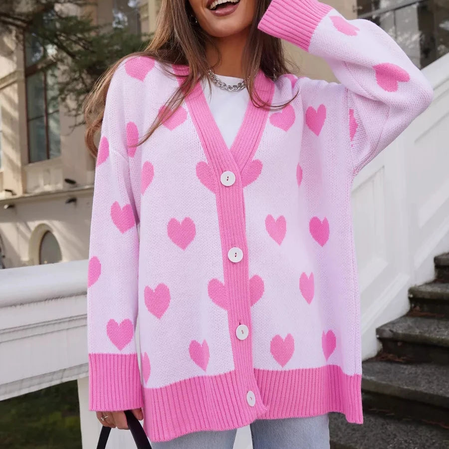 Aurora Heart Loose Fit Cardigan - London Lake