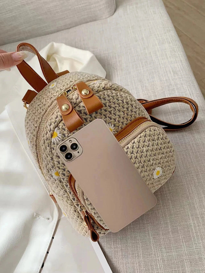 Woven Flora Embroidered Mini Backpack - London Lake